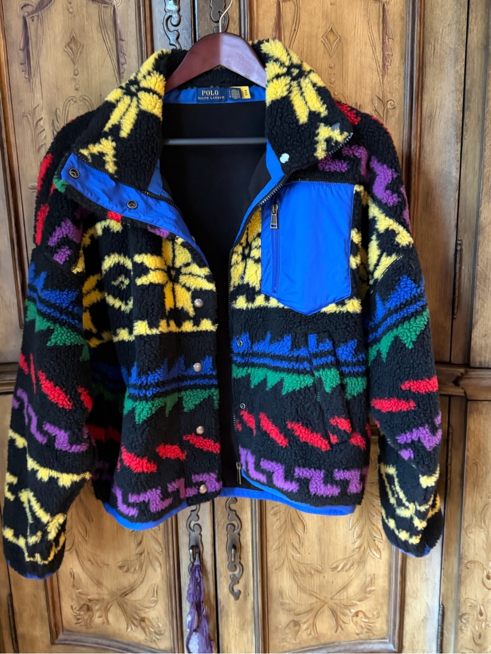 Polo Ralph Lauren Womans Multicolor Fleece Jacket - Black Base